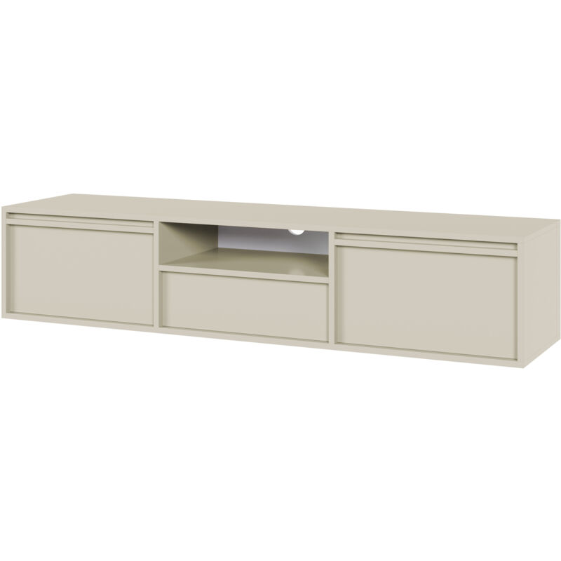 foto del prodotto selsey evo mobile tv a due ante 154 cm con cassetto sospeso grigio beige
