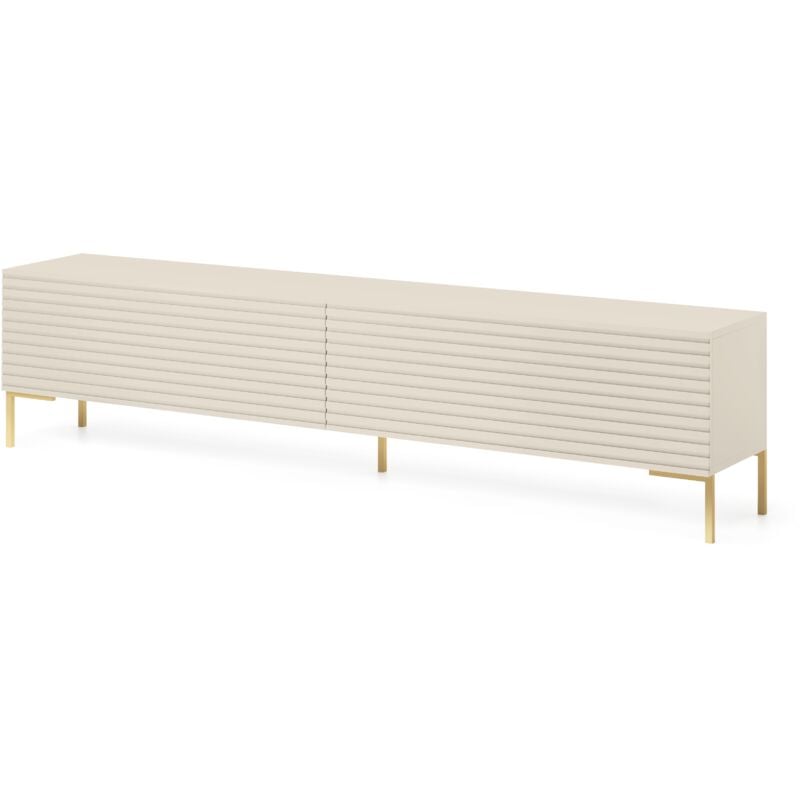 foto del prodotto selsey lammelo mobile tv in piedi, grigio beige con gambe dorate, 175 cm