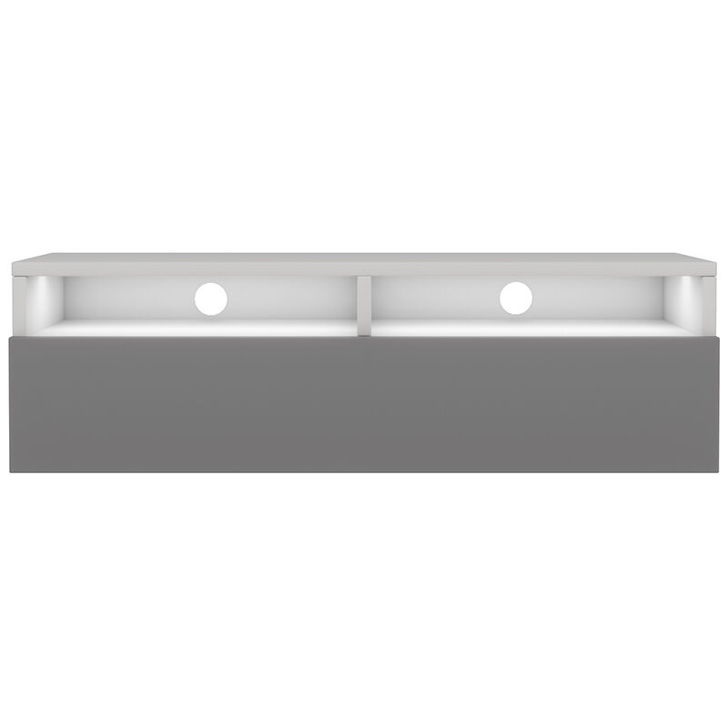 foto del prodotto selsey rednaw mobile tv 100 cm bianco opaco grigio lucido con led scandinavo moderno