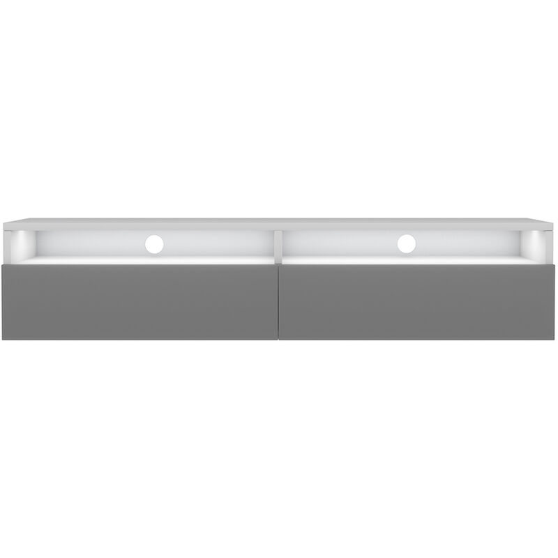 foto del prodotto selsey rednaw mobile tv 140 cm bianco opaco grigio lucido con led scandinavo moderno