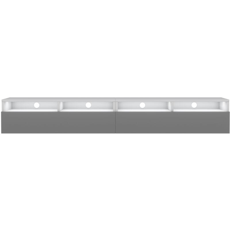 foto del prodotto selsey rednaw mobile tv con due cassetti 200 cm finitura opaca bianco grigio lucido con led