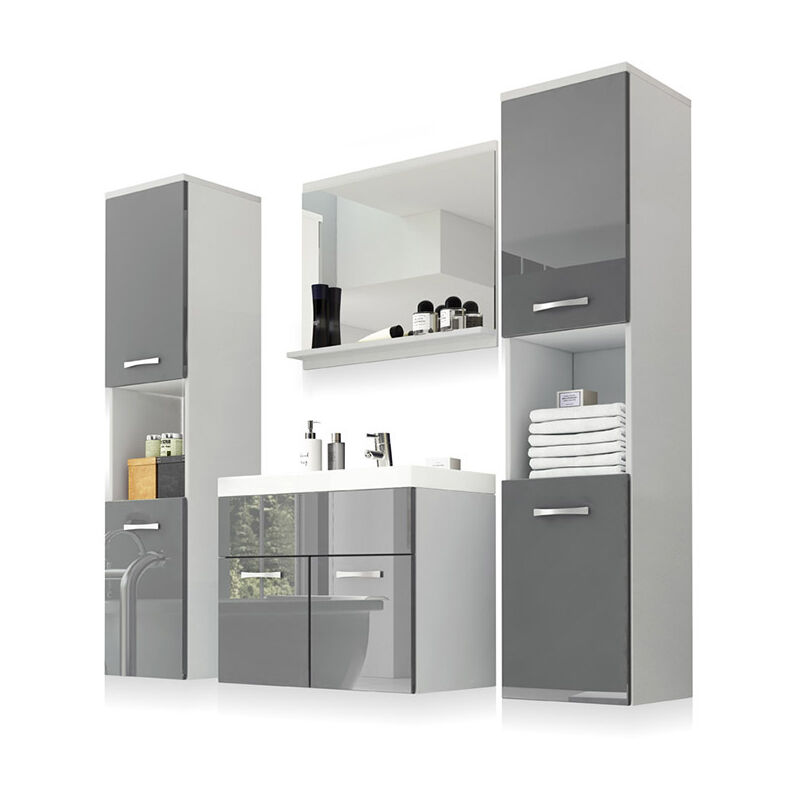 foto del prodotto selsey sillali set arredo bagno grande bianco opaco grigio lucido