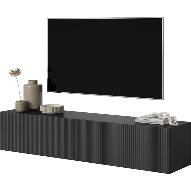 foto del prodotto selsey veldio mobile tv 140 cm con le stecche, nero