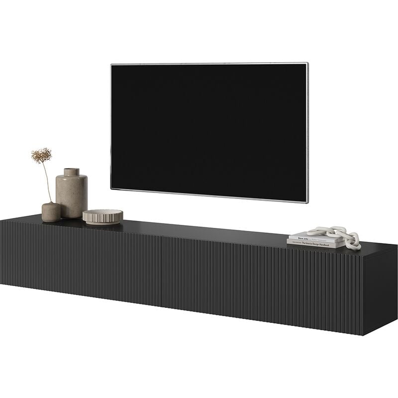 foto del prodotto selsey veldio mobile tv 175 cm con le stecche, nero