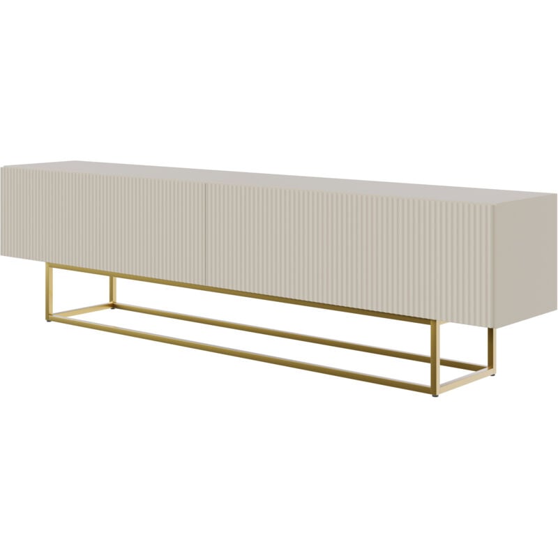 foto del prodotto selsey veldio mobile tv 175 cm taupe grigio beige su gambe dorate