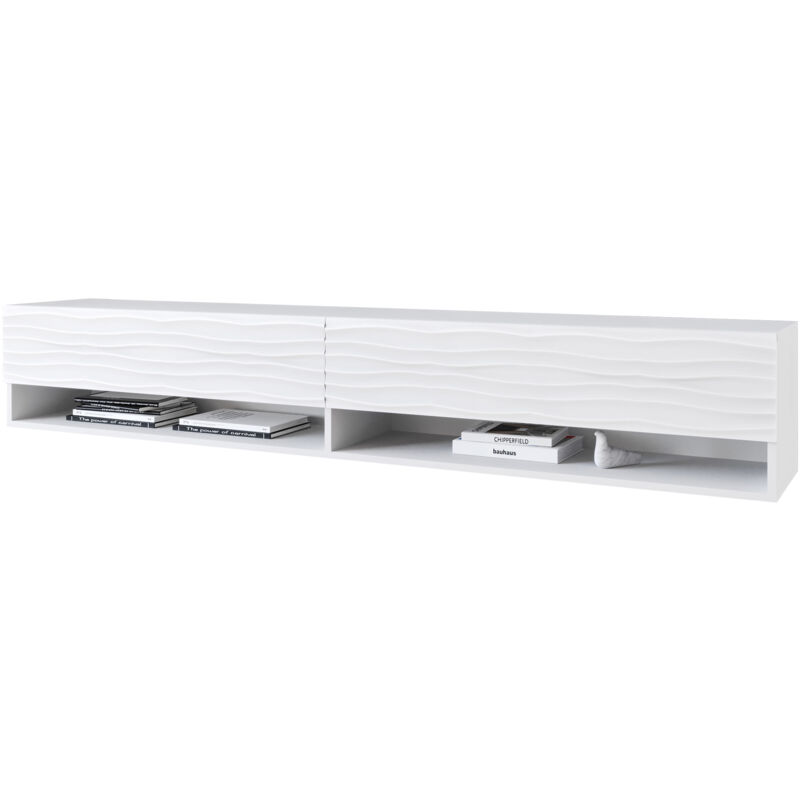 foto del prodotto selsey wander mobile tv 180 cm bianco con motivo a onda senza led