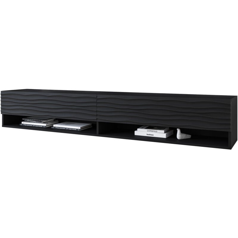 foto del prodotto selsey wander mobile tv 180 cm nero grafite nero con frontale a onda senza led