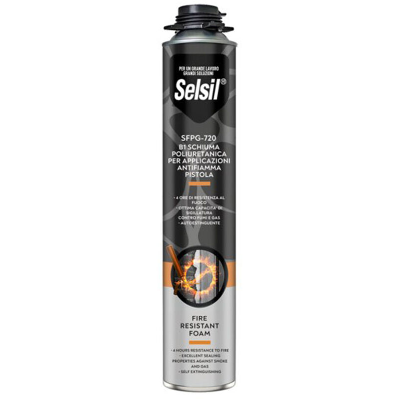 foto del prodotto selsil schiuma poliuretanica antifuoco uso con pistola 750ml sfp 720
