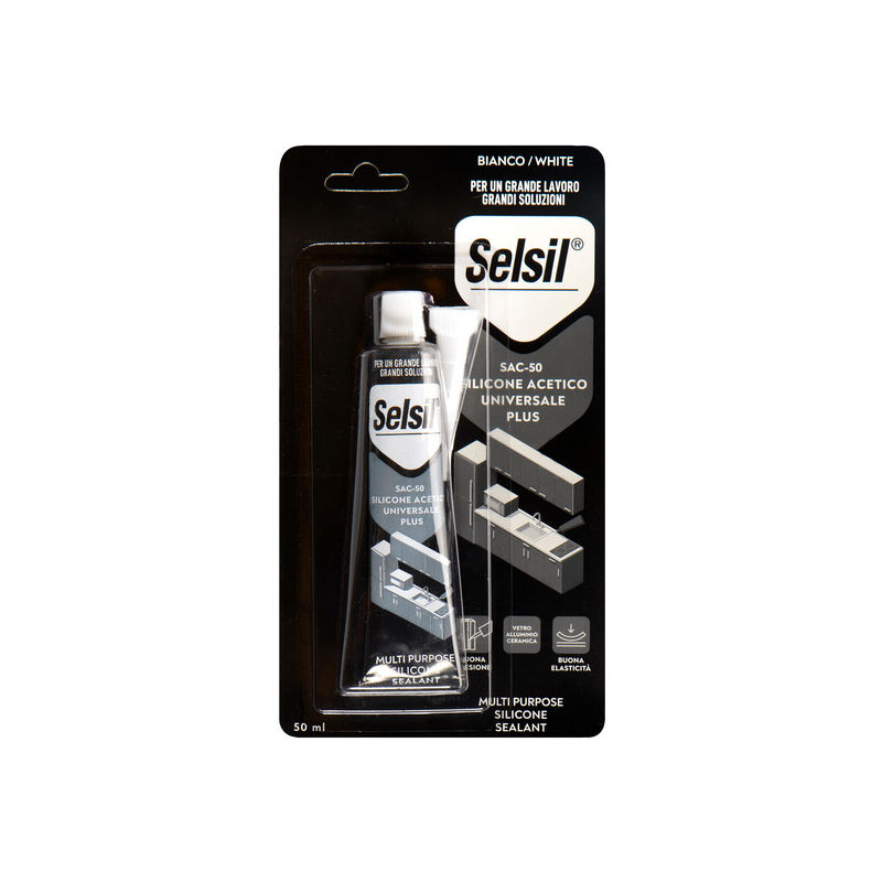 foto del prodotto selsil silicone acetico bianco plus 50ml. prezzo per 1 pezzo.