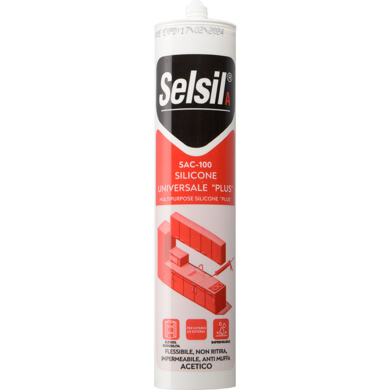 foto del prodotto selsil silicone acetico plus avorio ral 1013 280 ml