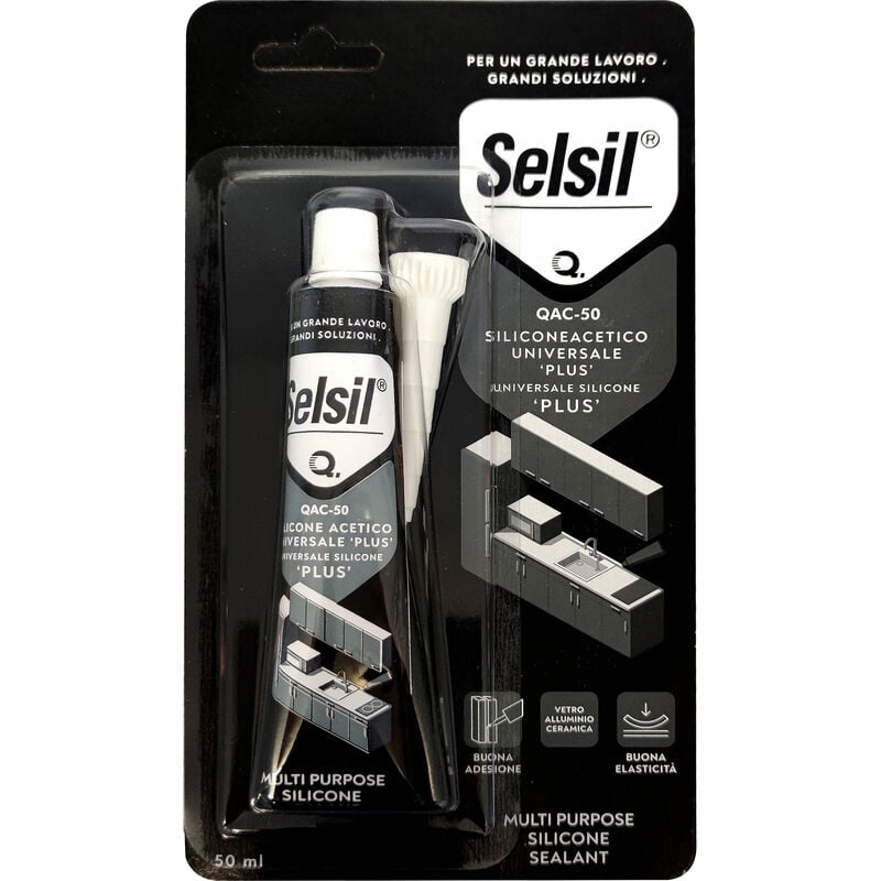 foto del prodotto selsil silicone acetico plus trasparente 50ml