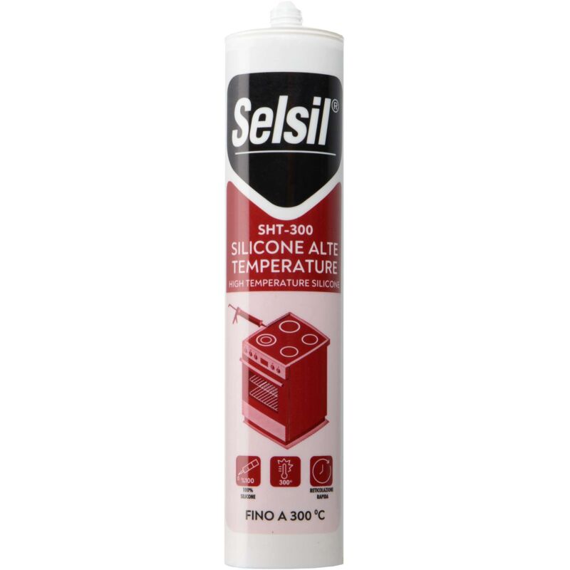 foto del prodotto selsil silicone alte temperature nero cartuccia 310 ml