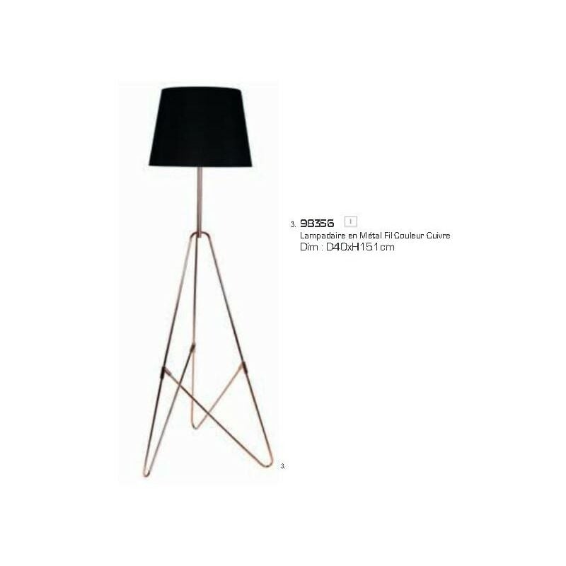 foto del prodotto sema 98356 lampada da terra in metallo nero filo color rame p 40 x h 151 cm