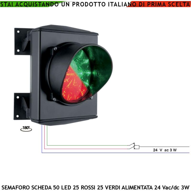 foto del prodotto semaforo 2 luci 50 led rossi e verdi alimentazione 220 24 v garage ripetitore segnale passa persone manuale