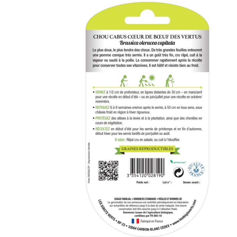 foto del prodotto semi di cavolo cappuccio cuore di bue con virtù bio le dita verdi