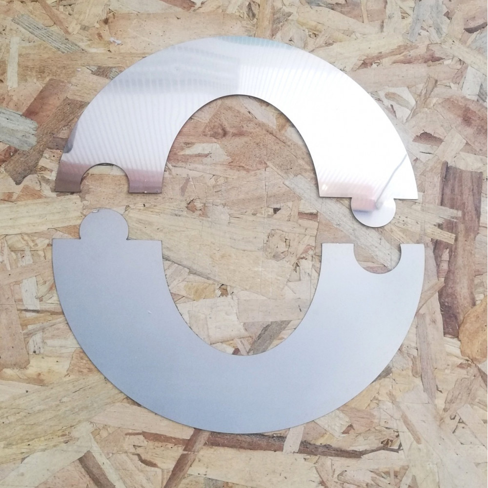 foto del prodotto semi rosone placca ellittica inox spessore 5 decimi aisi 304, diametro 230mm