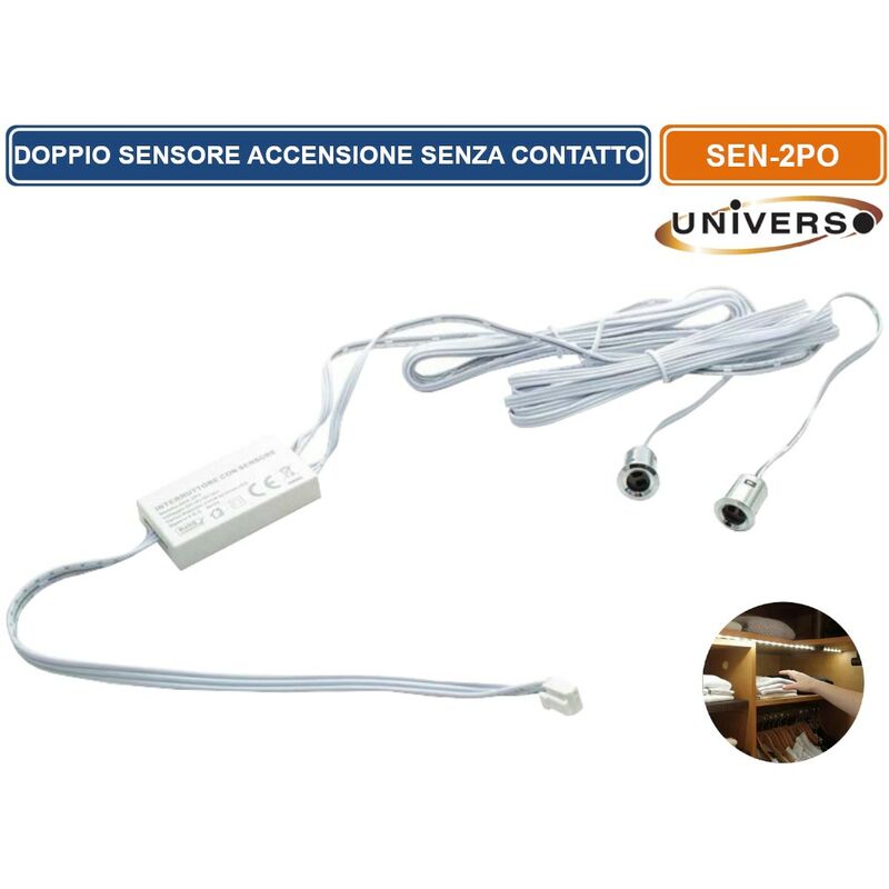 foto del prodotto sen-2po sensore doppio interruttore di prossimita per strip led ip20 - universo