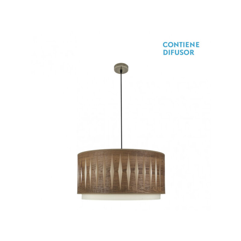 foto del prodotto senko - fabrilamp alexandra pendente in pelle/legno scuro dimmerabile