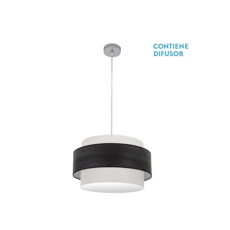 foto del prodotto senko fabrilamp myriam ciondolo 2xe27 cromo legno nero regx50x50 cm