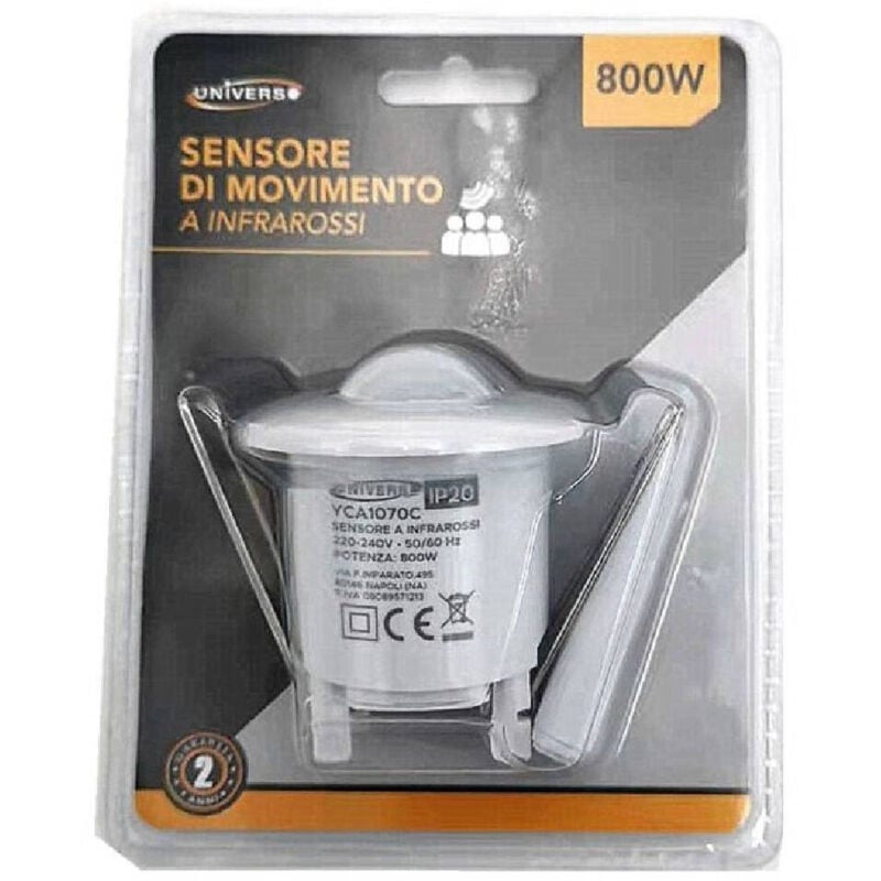 foto del prodotto sensore di movimento a infrarossi incasso lampadine 800w ip20 soffitto yca1070c - - trade shop traesio