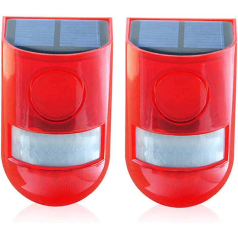 foto del prodotto sensore di movimento impermeabile a 6 led, allarme sonoro, luce stroboscopica lampeggiante ad energia solare, sistema di allarme di sicurezza con