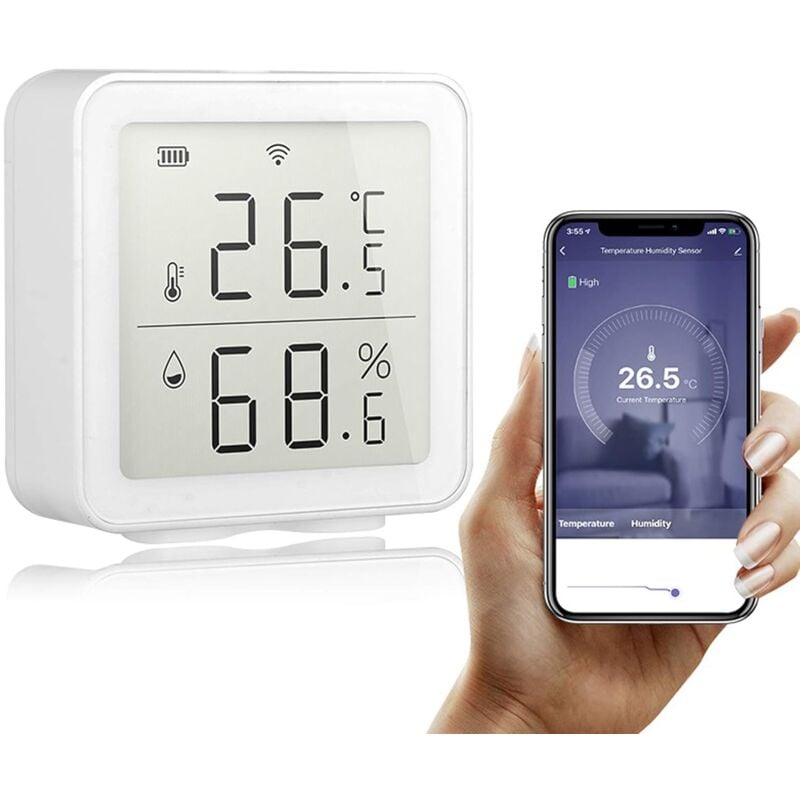 foto del prodotto sensore di temperatura wireless tuya wifi, termometro igrometro digitale lcd, sensore intelligente di temperatura e umidit , compatibile con alexa