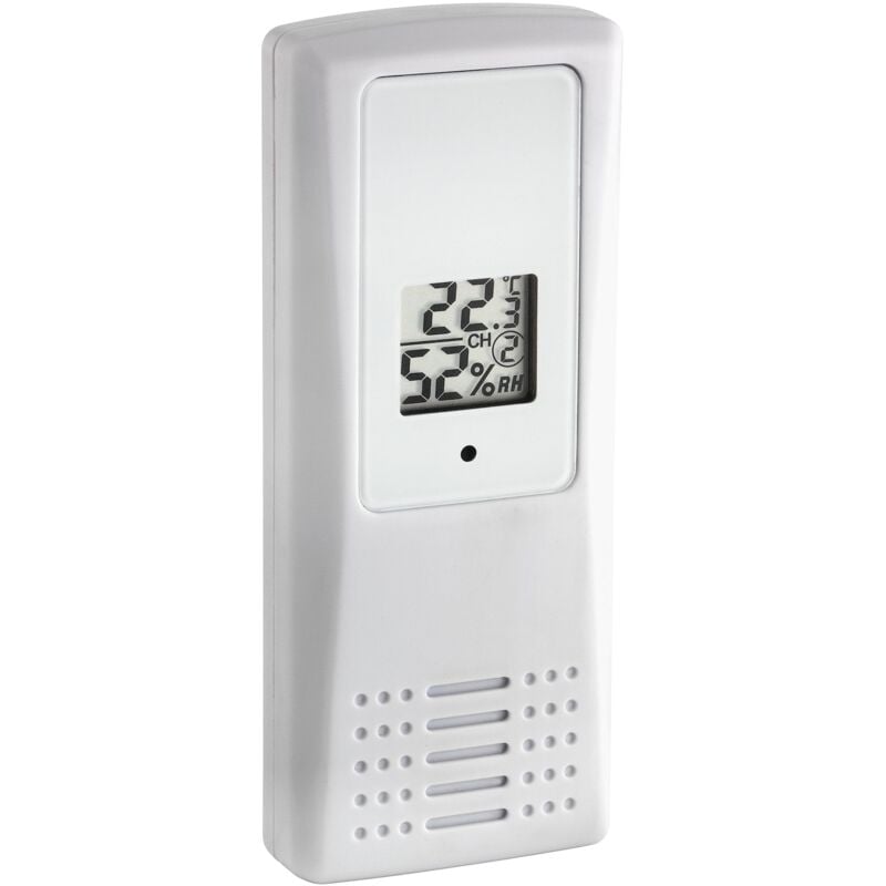 foto del prodotto sensore esterno con display, 30.3208.02, per 30.3054.10, termo igro trasmettitore, bianco tfa dostmann