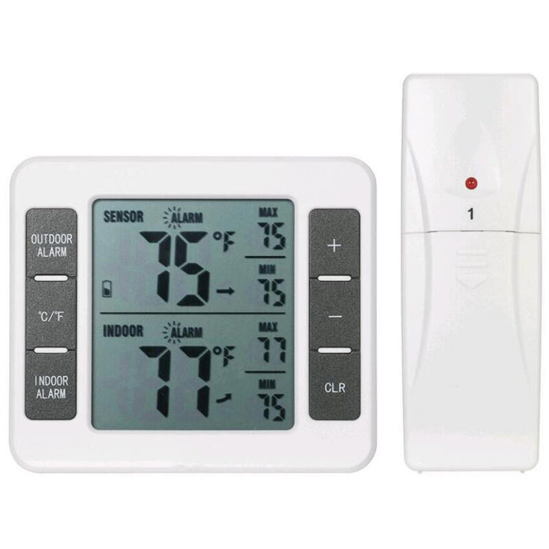 foto del prodotto sensore wireless termometro per interni ed esterni misuratore di temperatura digitale misuratore di registrazione massimo e minimo ampio display lcd