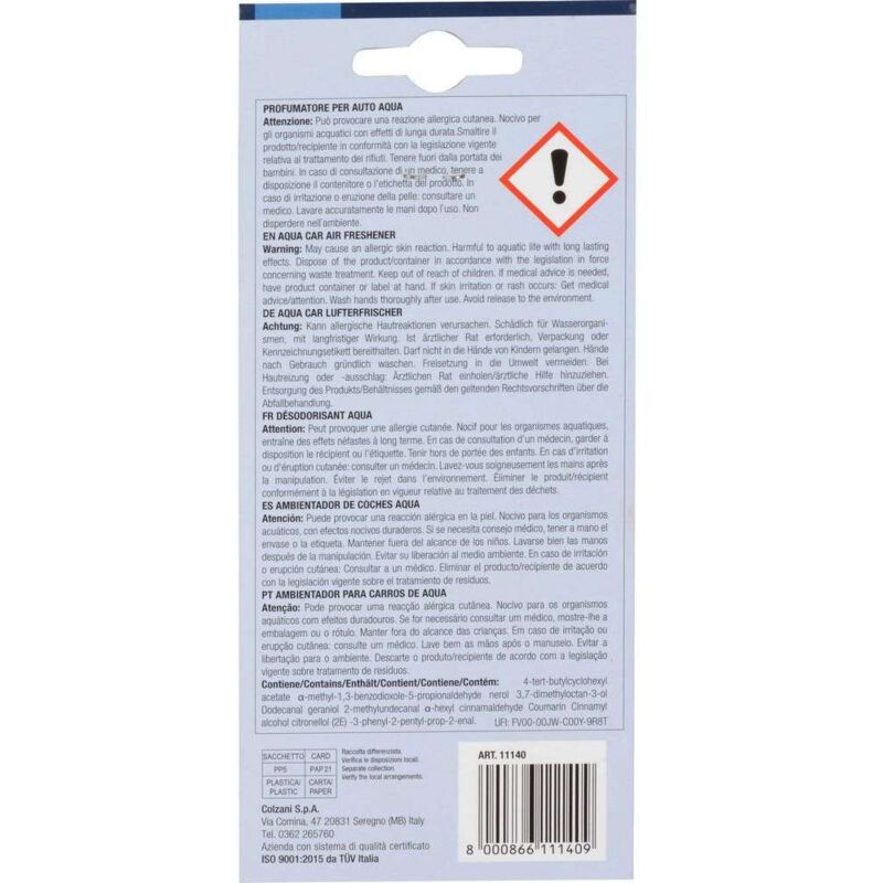 foto del prodotto sensory profumatore auto aqua mandala 7,5 cm x 17,5 cm