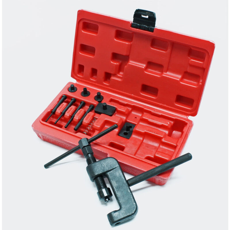 foto del prodotto separatore interruttore automatico rivettatrice tagliacatena catena moto officina fai da te rosso