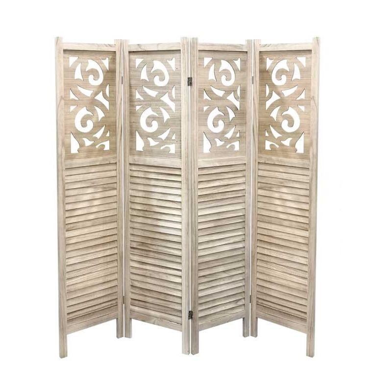 foto del prodotto separe con 4 pannelli da 40 cm in legno 160x170 cm colore naturale