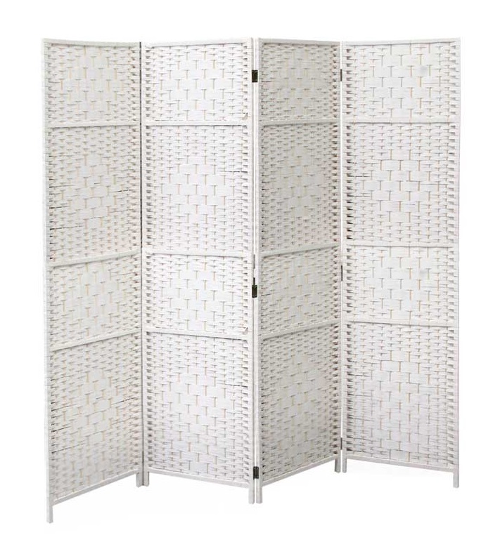 foto del prodotto separe in da interno con 4 pannelli e struttura da 180x180 cm bianco