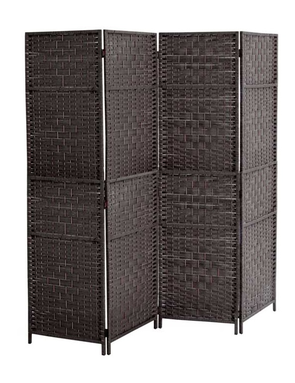 foto del prodotto separe in vimini da interno con 4 pannelli e struttura da 180x180 cm marrone