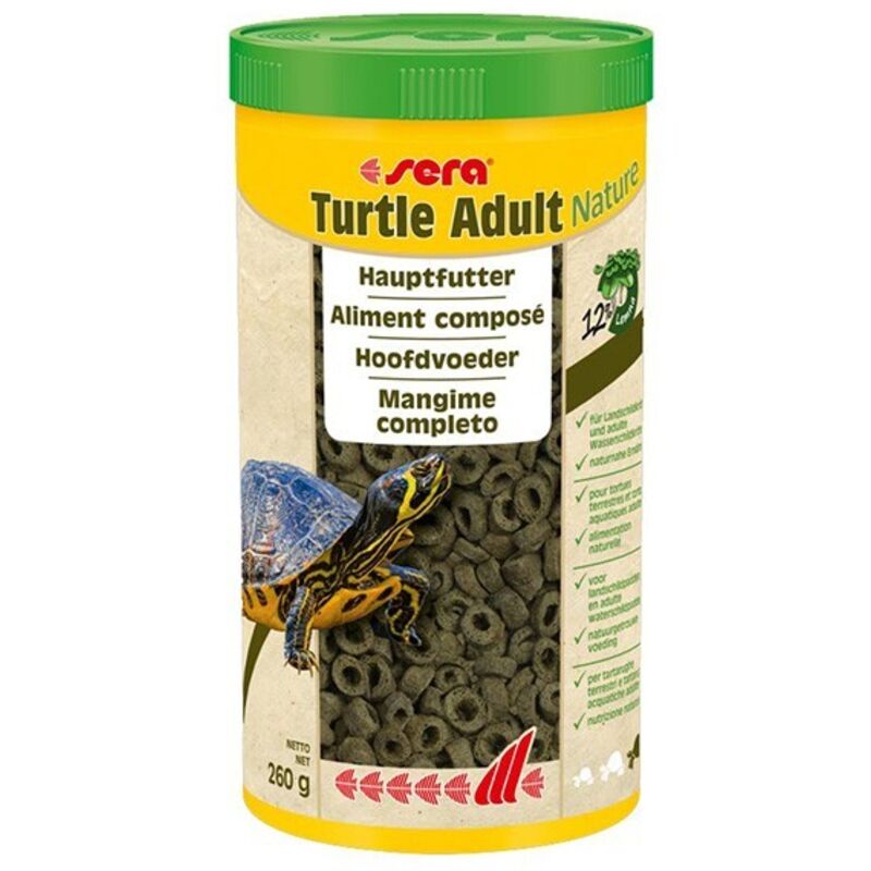 foto del prodotto sera nature turtle adult 1000ml 260g mangime vegetale per tartarughe acquatiche e terrestri in et avanzata