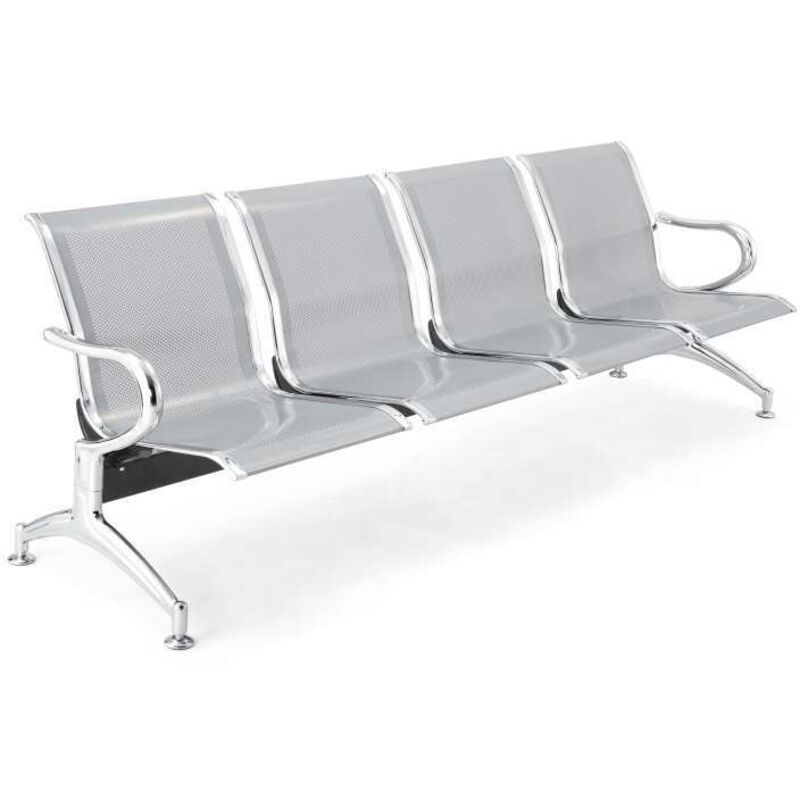 foto del prodotto serena - panca per sale d'attesa 4 posti in acciaio microforato group grigio - sj820g-4