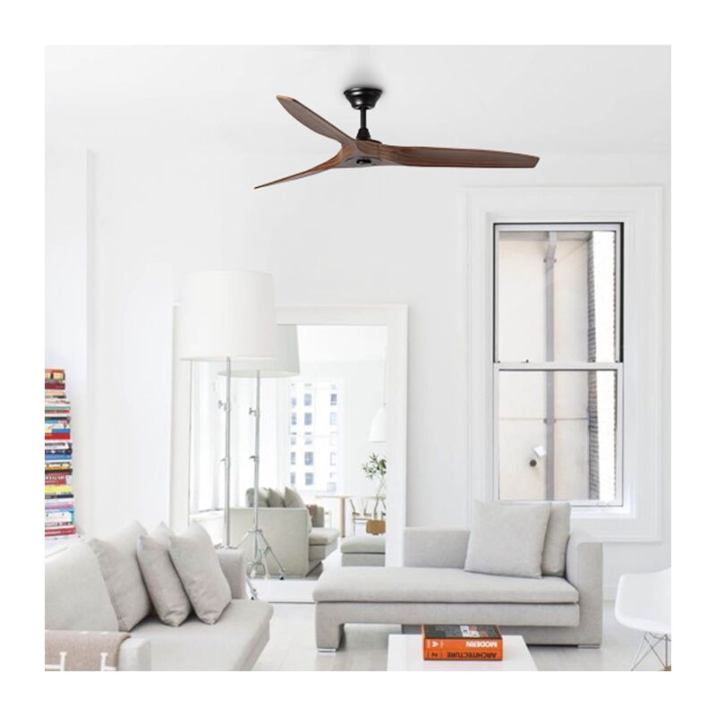 foto del prodotto serene ventilatore da soffitto senza luce in legno scuro marca ventyly
