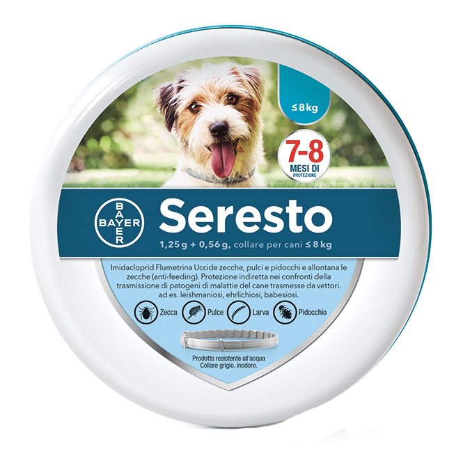 foto del prodotto seresto collare antiparassitario 38 cm per cani meno di 8 kg 1,25 g + 0,56 g