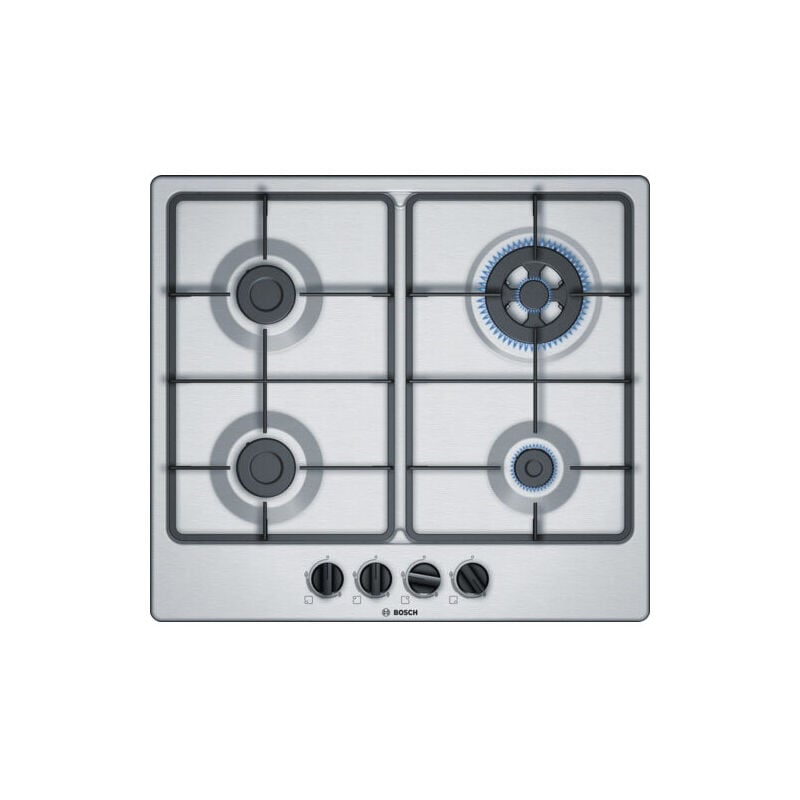 foto del prodotto serie 4 pgh6b5b60 piano cottura nero, acciaio inossidabile da incasso gas 4 fornello i bosch