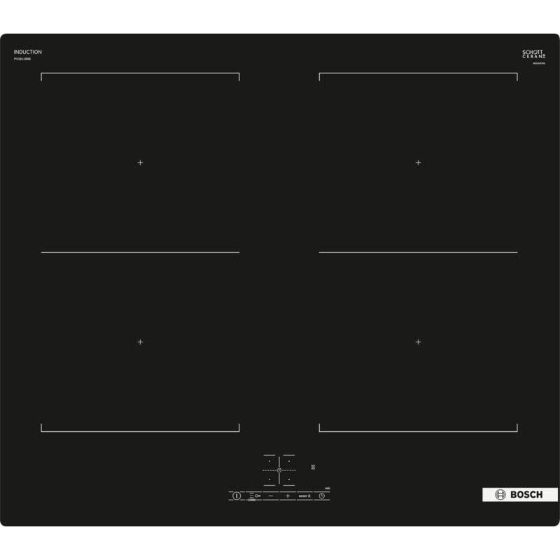 foto del prodotto serie 4 pvq611bb6e piano cottura a induzione 60 cm nero, senza profili. colore del prodotto nero, posizionamento dell apparecchio da incasso,