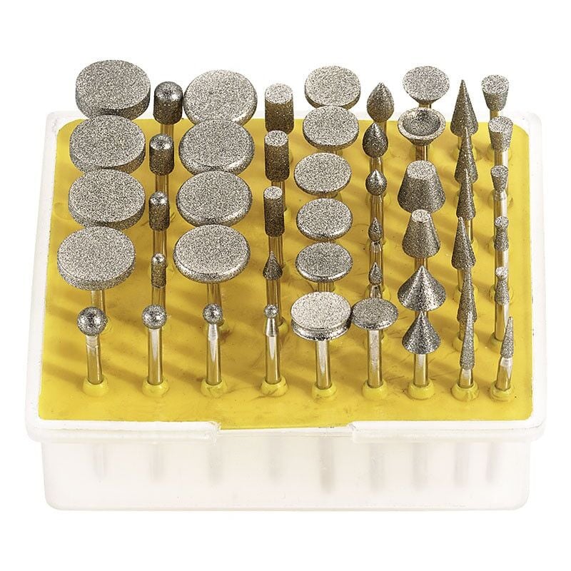 foto del prodotto serie 50pz lime rotative diamantate per incisioni gambo 3 mm fervi d050