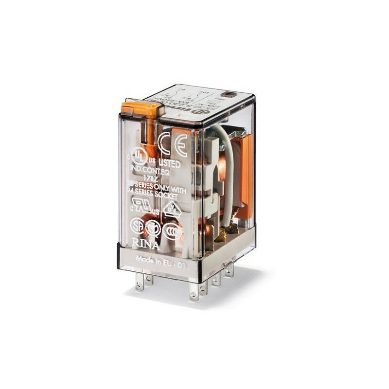 foto del prodotto serie 55 rel industriale ad innesto su zoccolo, 12 v, standard, 2 contatti, 10 a, agni, ac 50 60hz , scambio