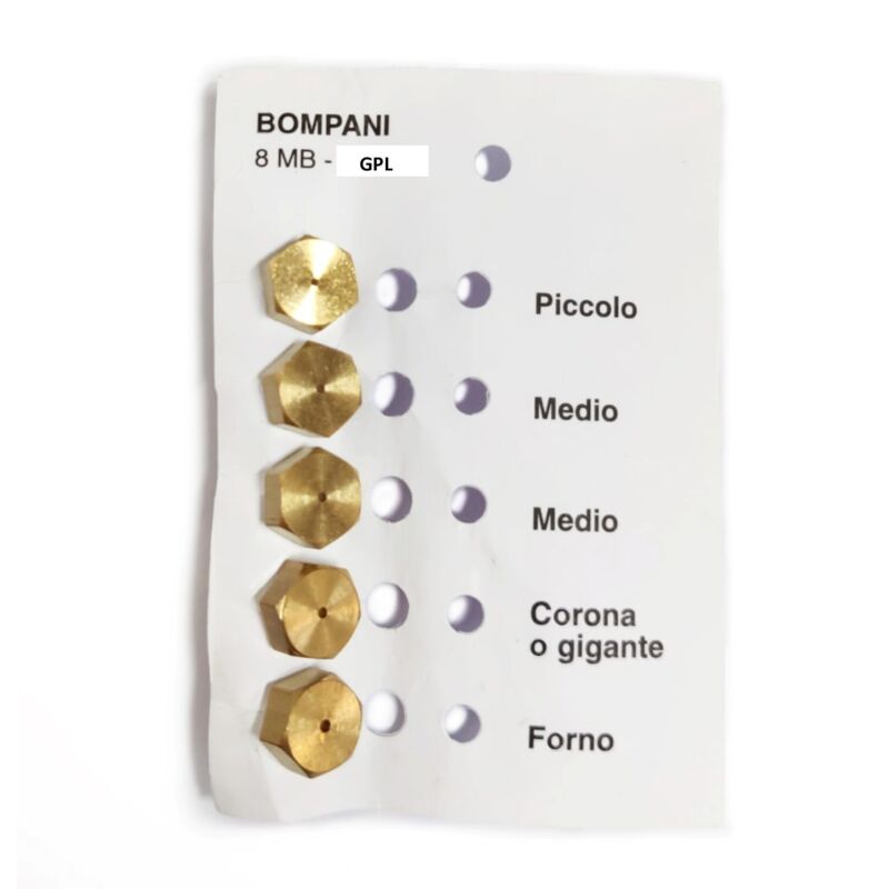 foto del prodotto serie 5pz ugelli spruzzi gas gpl propano passo 8mb per cucine e fornelli