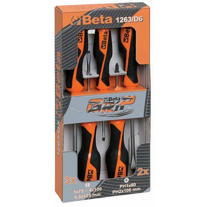 foto del prodotto serie 6 giraviti cacciaviti in acciaio al cromo vanadio con punta nera - 1203 d6