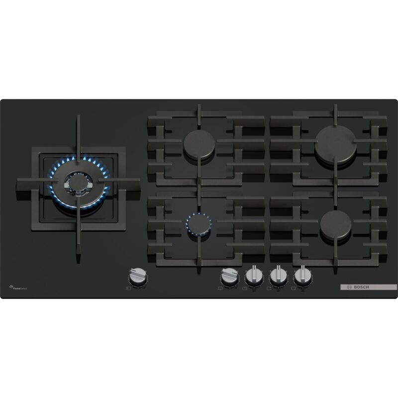 foto del prodotto serie 6 ppm9a6i40 piano cottura a gas 90 cm 5 fuochi vetro nero. colore del prodotto nero, posizionamento dell apparecchio da incasso, dimensione