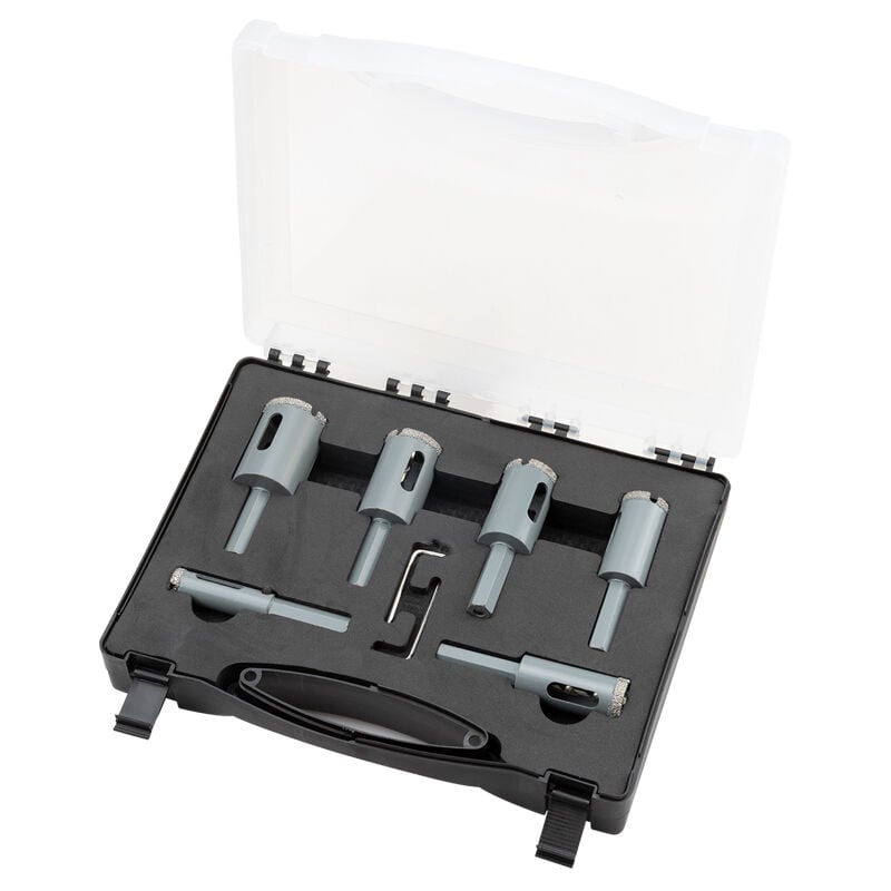 foto del prodotto serie 6 pz frese diamantate per trapano per gres 16 35 mm fervi p031 05s