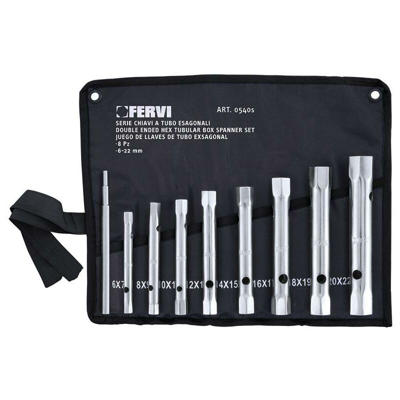 foto del prodotto serie 8 di chiavi a tubo esagonali 6 22 mm fervi 0540s
