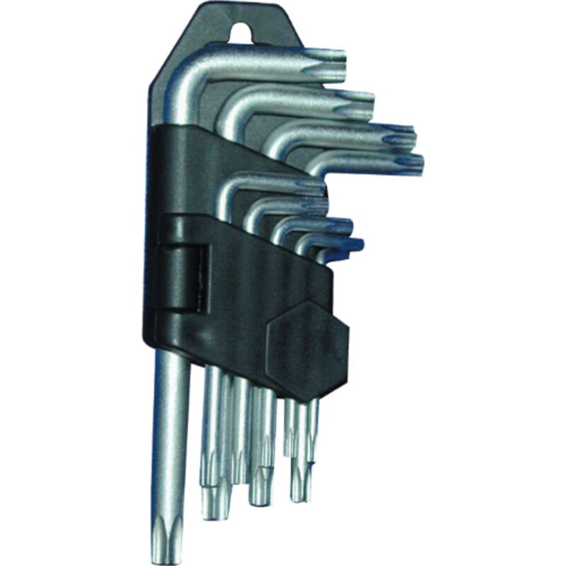 foto del prodotto serie 9 pz chiavi torx in acciaio cromo vanadio da t10 a t50 chiave esagonale
