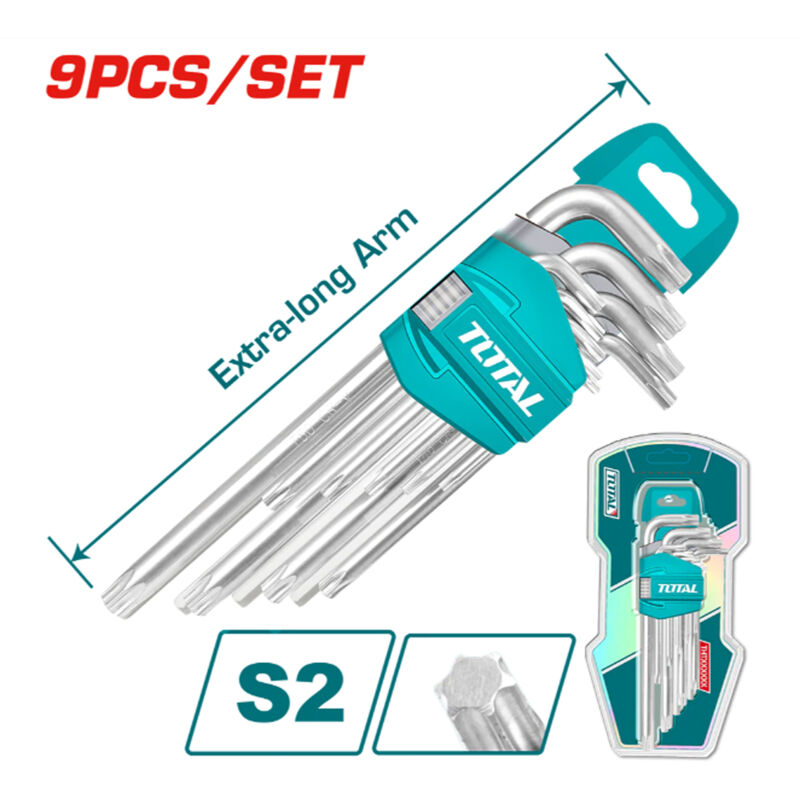 foto del prodotto serie 9pz chiavi maschio torx piegate extra lunghe t10 t50 cr v total