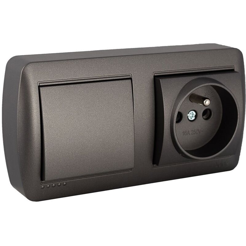 foto del prodotto serie base fissa 2p+t 16a 250v + 10ax 250v interruttore da superficie/interruttore murale