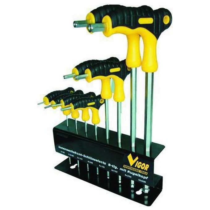 foto del prodotto serie cacciaviti vigor crv esagonali manico a t pezzi 8